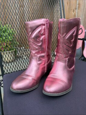 Old Navy Metallic Pink Kids' Western-Style Boots Little Kid size 1